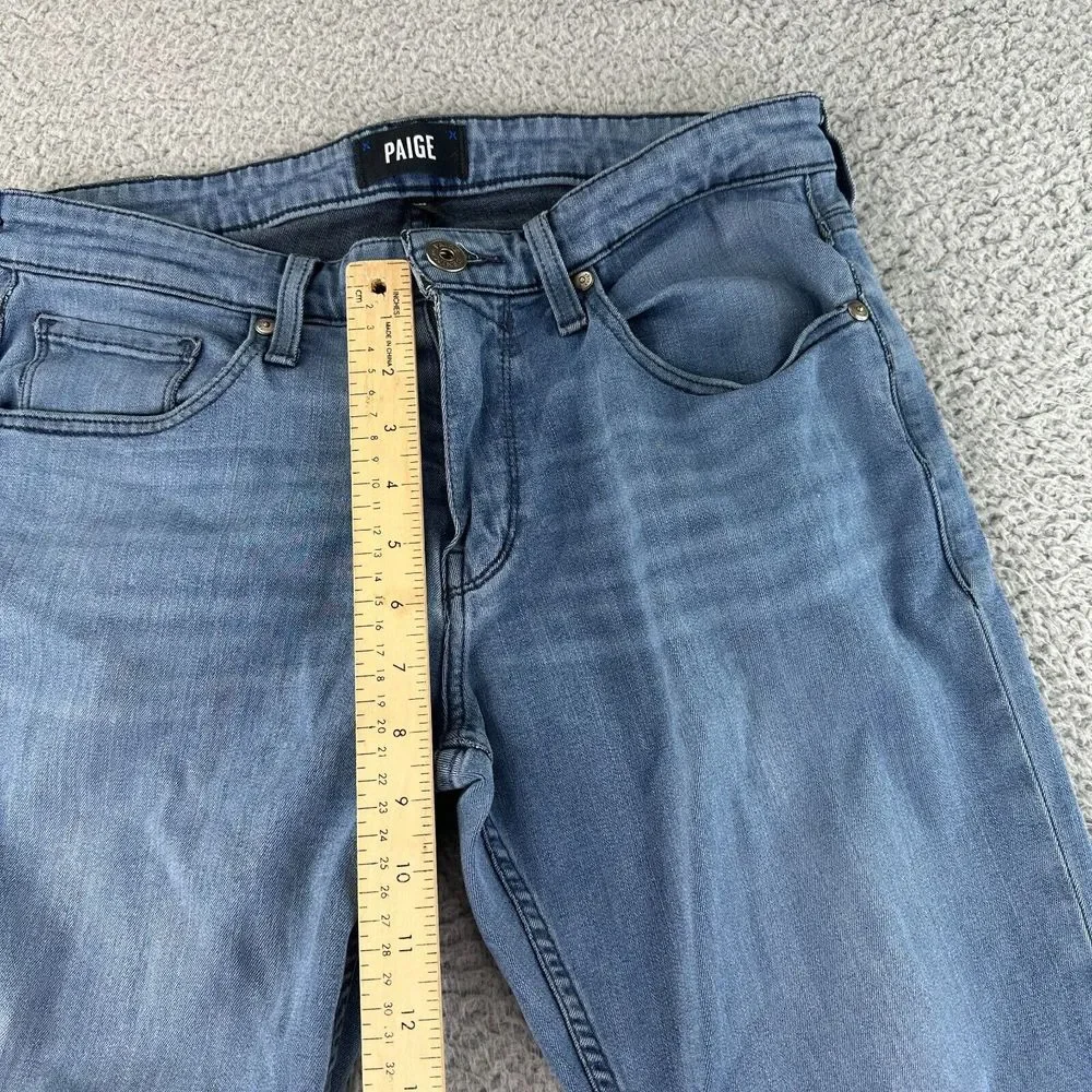 Paige Jeans Mens 30x30 Blue Federal Straight Stretch Denim USA Logo - Picture 6 of 11